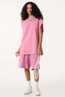 Unisex Loose-Fit Athletic Muscle Tank - Rose Pink