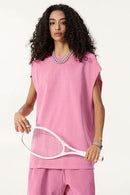 Unisex Loose-Fit Athletic Muscle Tank - Rose Pink
