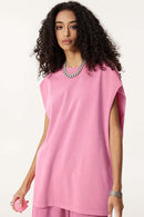 Unisex Loose-Fit Athletic Muscle Tank - Rose Pink
