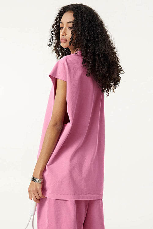 Unisex Loose-Fit Athletic Muscle Tank - Rose Pink