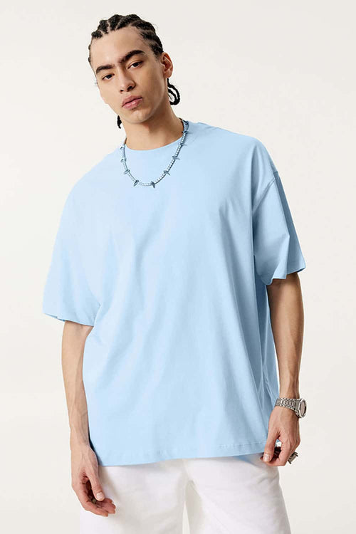 Premium Heavyweight Drop-Shoulder Essential Tee - Baby Blue
