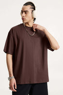 Premium Heavyweight Drop-Shoulder Essential Tee - Chocolate