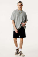 Premium Heavyweight Drop-Shoulder Essential Tee - Flower Gray