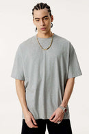 Premium Heavyweight Drop-Shoulder Essential Tee - Flower Gray
