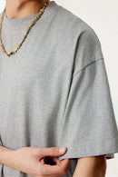 Premium Heavyweight Drop-Shoulder Essential Tee - Flower Gray