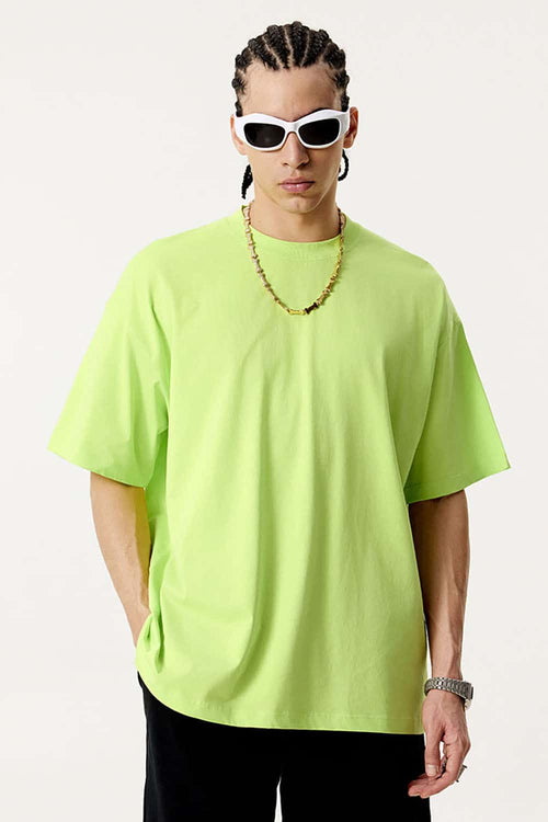 Premium Heavyweight Drop-Shoulder Essential Tee - Fluorescent Green