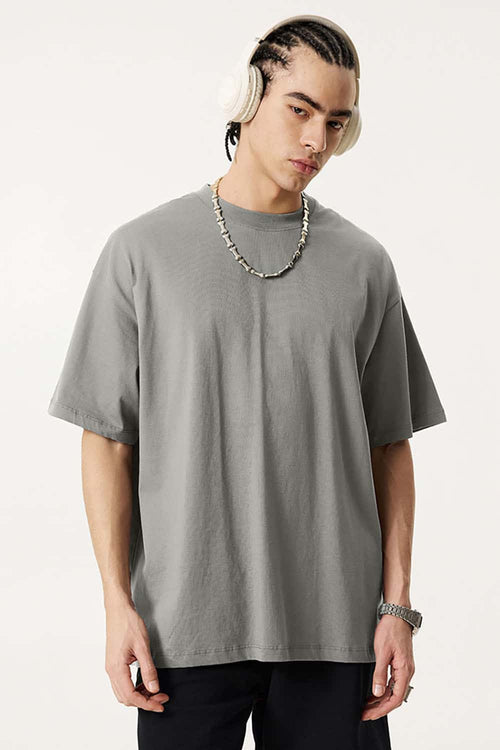 Premium Heavyweight Drop-Shoulder Essential Tee - Gray