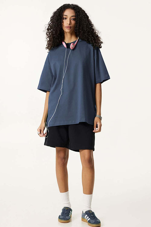 Premium Heavyweight Drop-Shoulder Essential Tee - Haze Blue