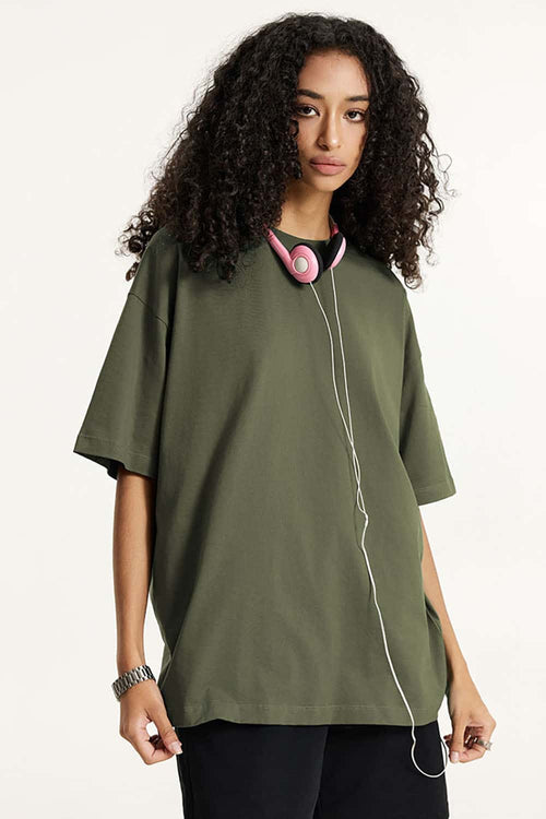 Premium Heavyweight Drop-Shoulder Essential Tee - Military Green