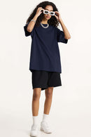 Premium Heavyweight Drop-Shoulder Essential Tee - Navy Blue