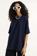 Premium Heavyweight Drop-Shoulder Essential Tee - Navy Blue