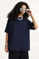 Premium Heavyweight Drop-Shoulder Essential Tee - Navy Blue