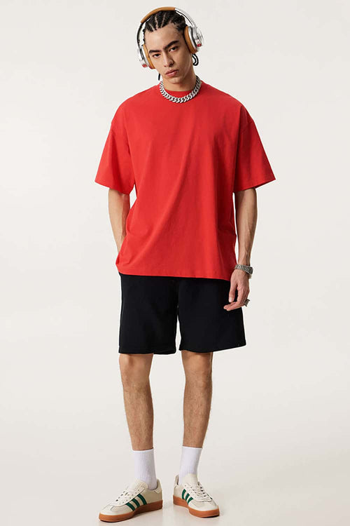 Premium Heavyweight Drop-Shoulder Essential Tee - Red