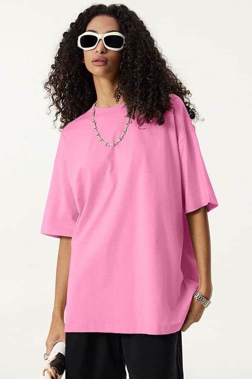 Premium Heavyweight Drop-Shoulder Essential Tee - Rose Pink