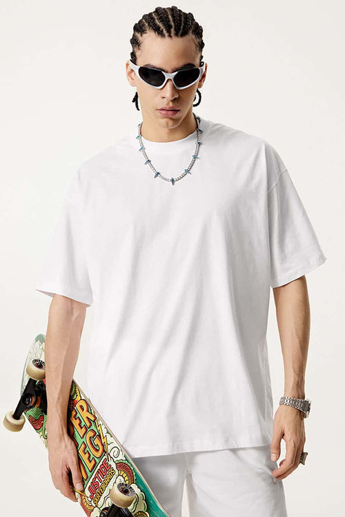 Premium Heavyweight Drop-Shoulder Essential Tee - White