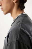 Spray-Washed Distressed Pocket Tee - Dark Gray