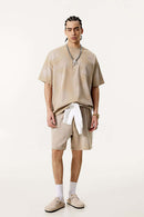 Spray-Washed Distressed Pocket Tee - Khaki