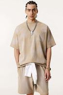 Spray-Washed Distressed Pocket Tee - Khaki