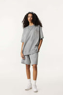 Spray-Washed Distressed Pocket Tee - Medium Gray