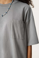 Spray-Washed Distressed Pocket Tee - Medium Gray