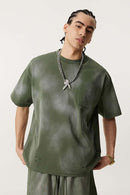 Spray-Washed Distressed Pocket Tee - Military Green