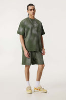 Spray-Washed Distressed Pocket Tee - Military Green