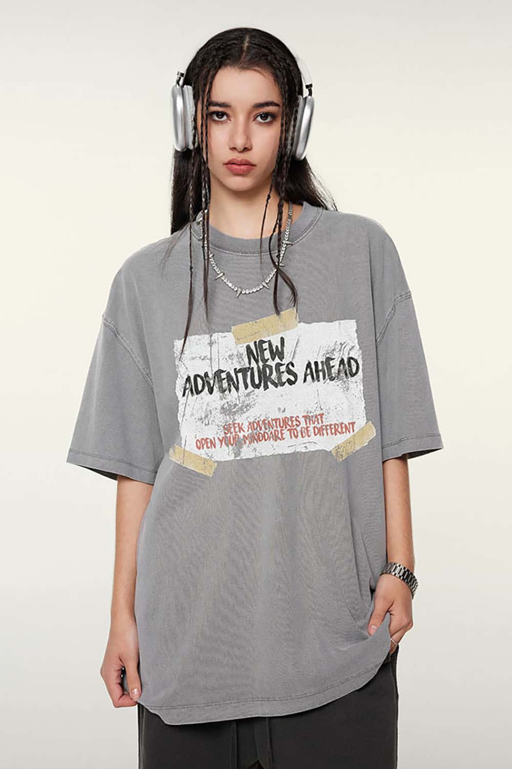 White Ink Heavyweight Street Tee - Medium Gray