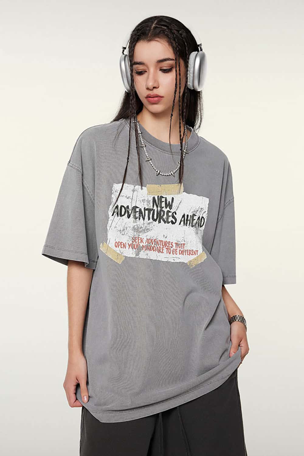 White Ink Heavyweight Street Tee - Medium Gray