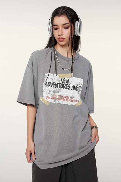 White Ink Heavyweight Street Tee - Medium Gray