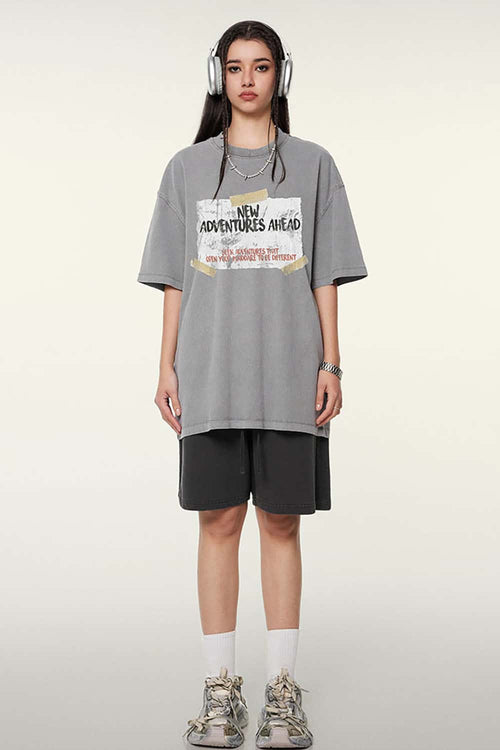 White Ink Heavyweight Street Tee - Medium Gray