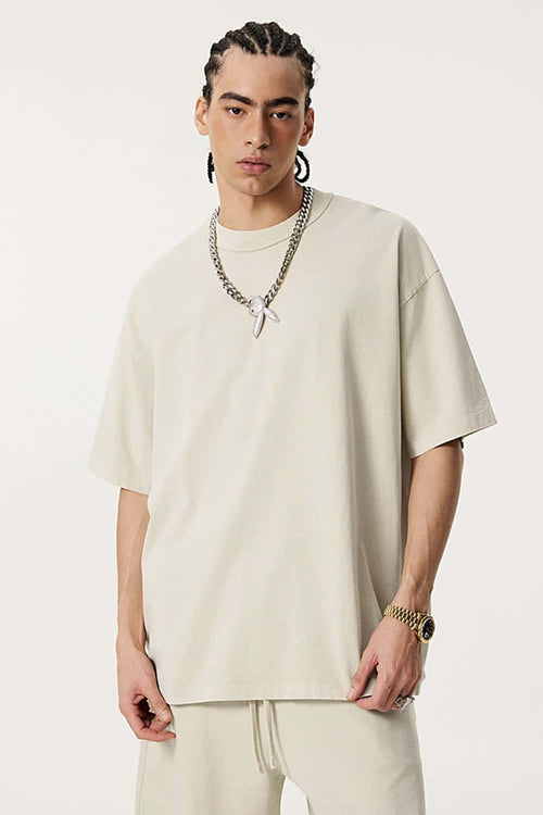 Reverse Seam Washed Tee - Gray Apricot