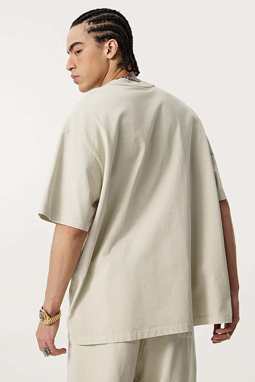 Reverse Seam Washed Tee - Gray Apricot