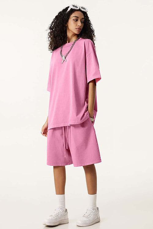 Reverse Seam Washed Tee - Rose Pink