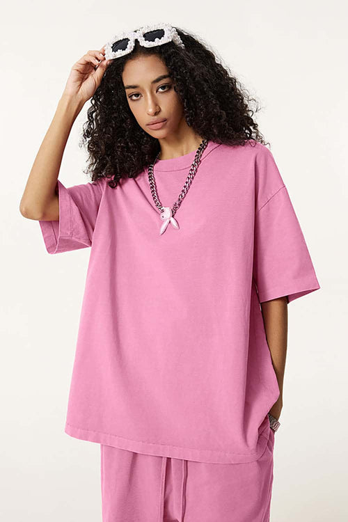 Reverse Seam Washed Tee - Rose Pink