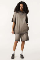 Vintage Distressed Drop-Shoulder Tee - Washed Coffee