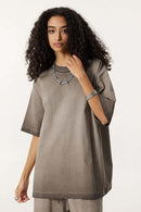 Vintage Distressed Drop-Shoulder Tee - Washed Coffee