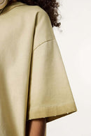 Vintage Distressed Drop-Shoulder Tee - Washed Khaki