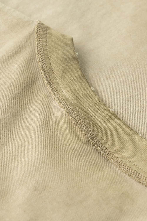 Vintage Distressed Drop-Shoulder Tee - Washed Khaki