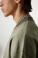 Vintage Distressed Drop-Shoulder Tee - Washed Military Green