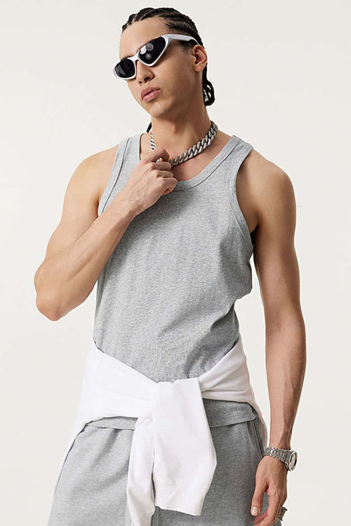 Men's Lightweight Athletic Muscle Tank - Flower Gray