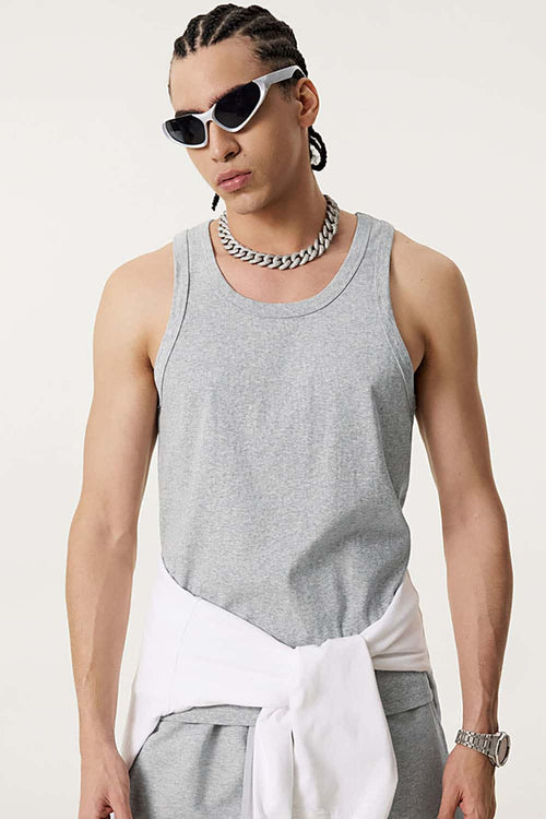 Men's Lightweight Athletic Muscle Tank - Flower Gray