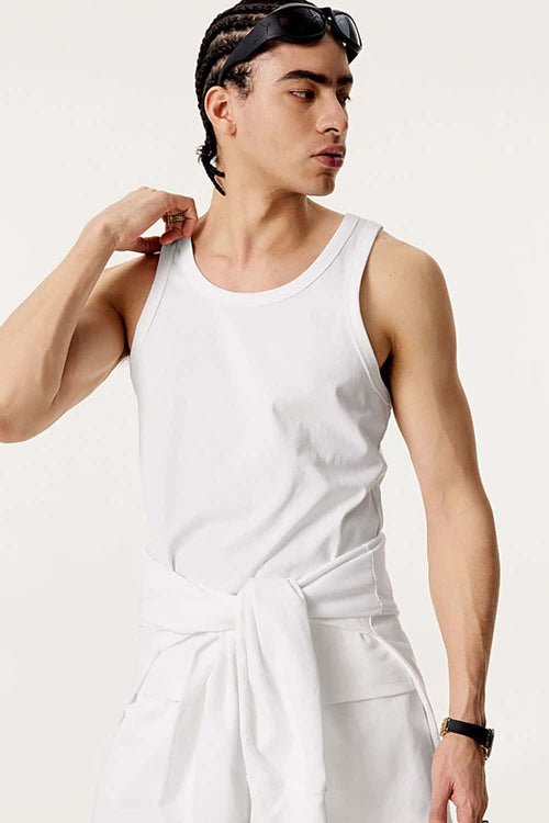 Men's Lightweight Athletic Muscle Tank - White