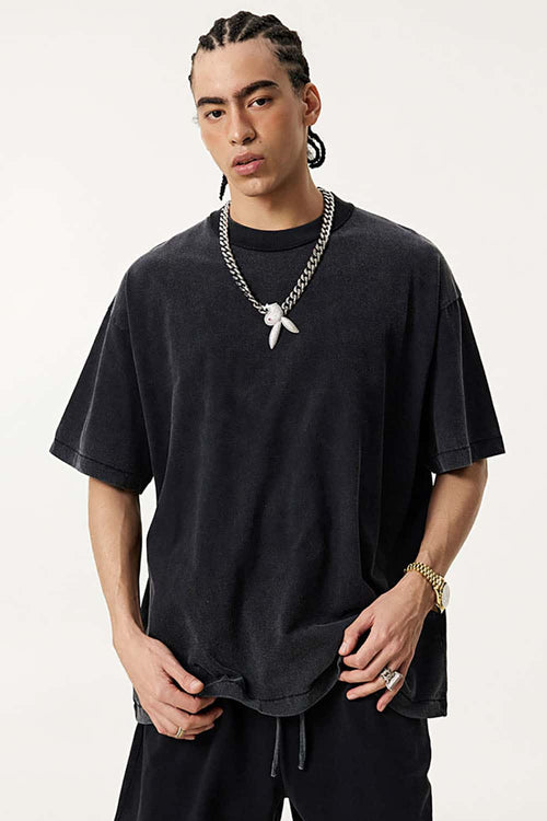 Heavyweight Washed Vintage Cotton Tee - Fried Snowflakes