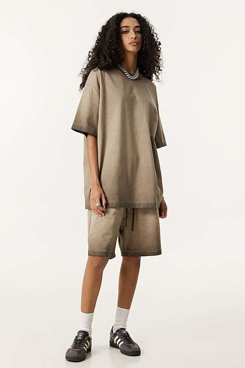 Heavyweight Washed Vintage Cotton Tee - Washed Coffee