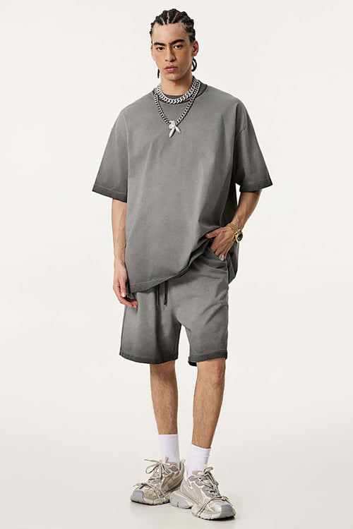 Heavyweight Washed Vintage Cotton Tee - Washed Gray