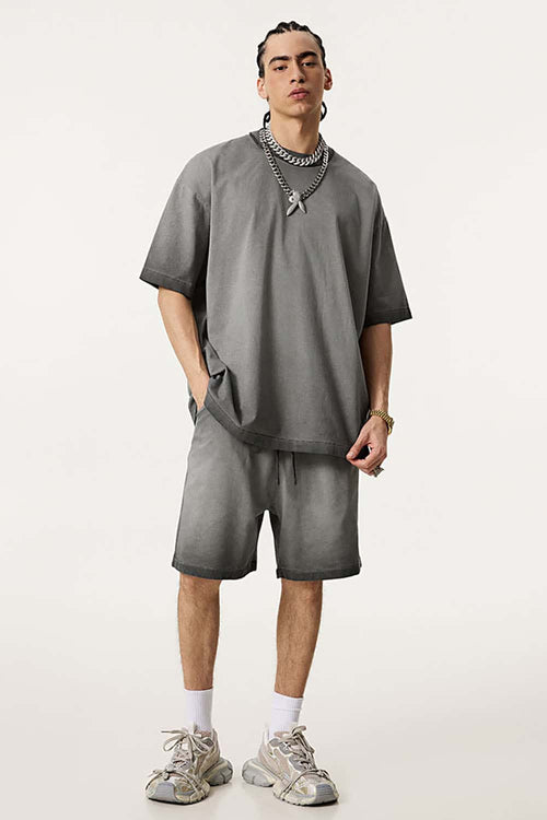 Heavyweight Washed Vintage Cotton Tee - Washed Gray