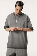 Heavyweight Washed Vintage Cotton Tee - Washed Gray