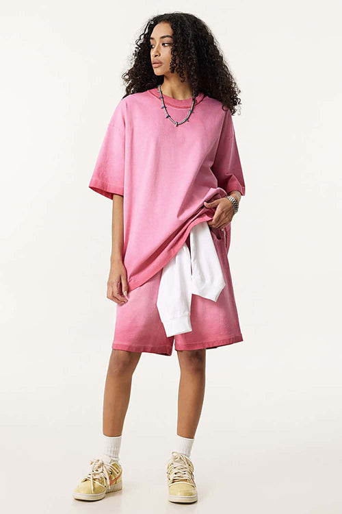 Heavyweight Washed Vintage Cotton Tee - Washed Rose Red