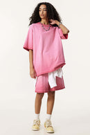 Heavyweight Washed Vintage Cotton Tee - Washed Rose Red