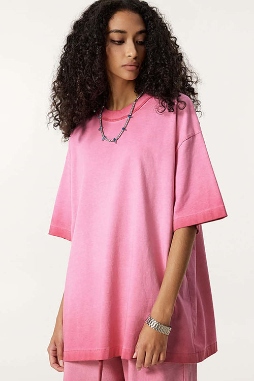 Heavyweight Washed Vintage Cotton Tee - Washed Rose Red